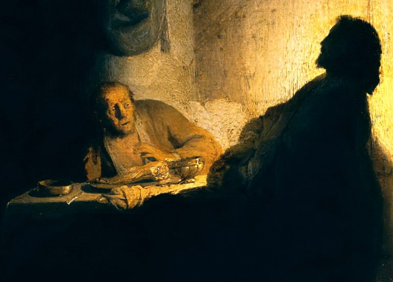 Rembrandt-la-surprise-du-pélerin-dEmmaüs-1648-Louvre-768x551
