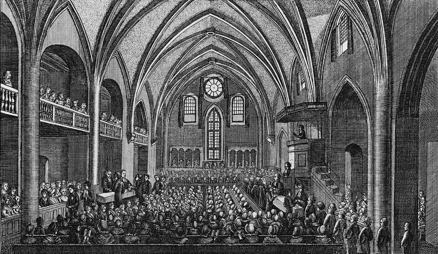 © Bibliothèque de Genève (vue intérieure du temple en 1830)